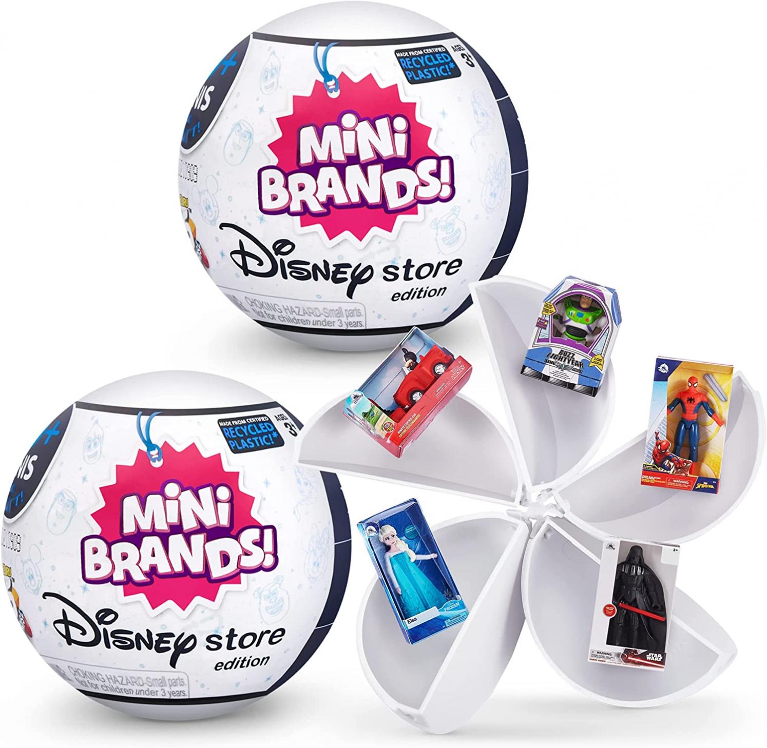 5 Surprise Disney Mini Brands Collectible Toys by ZURU - Great Stocking Stuffers - Disney Store Edition, 2 Capsules of 5 Mystery Toys for Kids, Teens, and Adults (Amazon Exclusive)