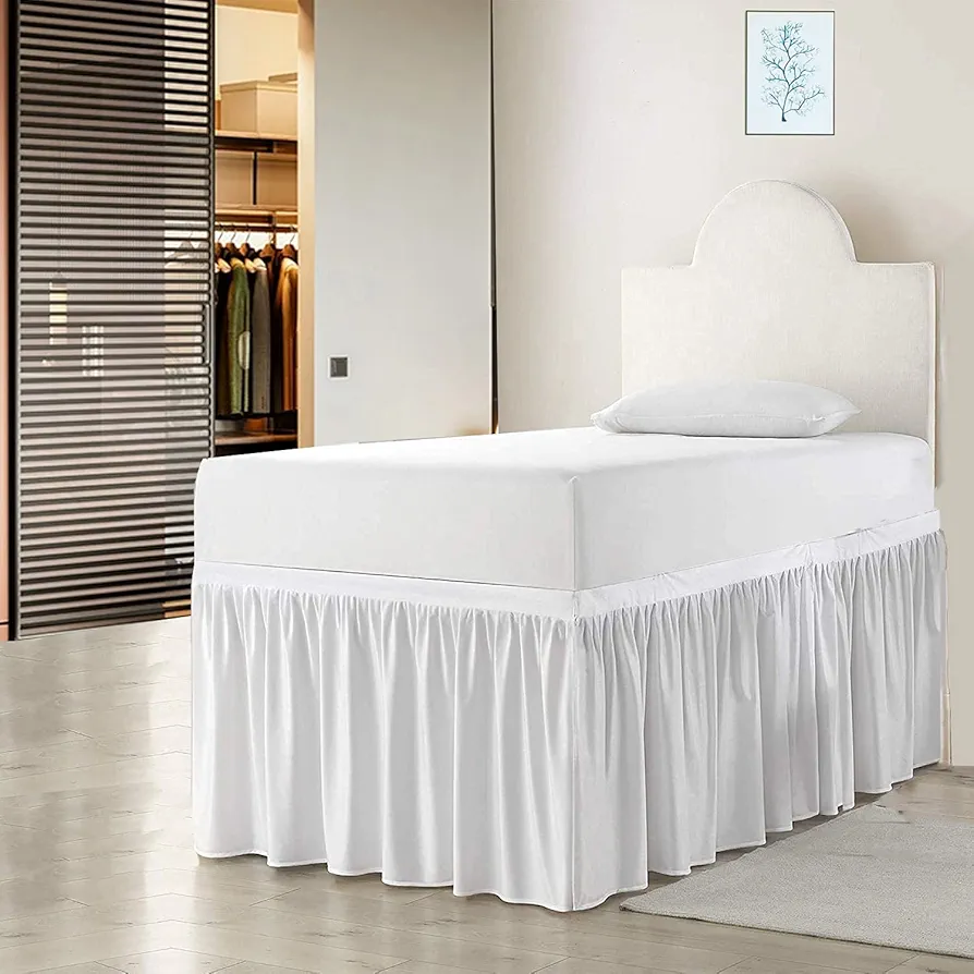 Dorm Room Bed Skirt Twin XL-College Dorm Bed Skirt-Extra Long Dorm Room Bed Skirt-College Dorm Bed Skirt 32 Inch Drop-100% Microfiber Bed Skirt-White Dorm Bed Skirt(Twin XL/32 Drop)