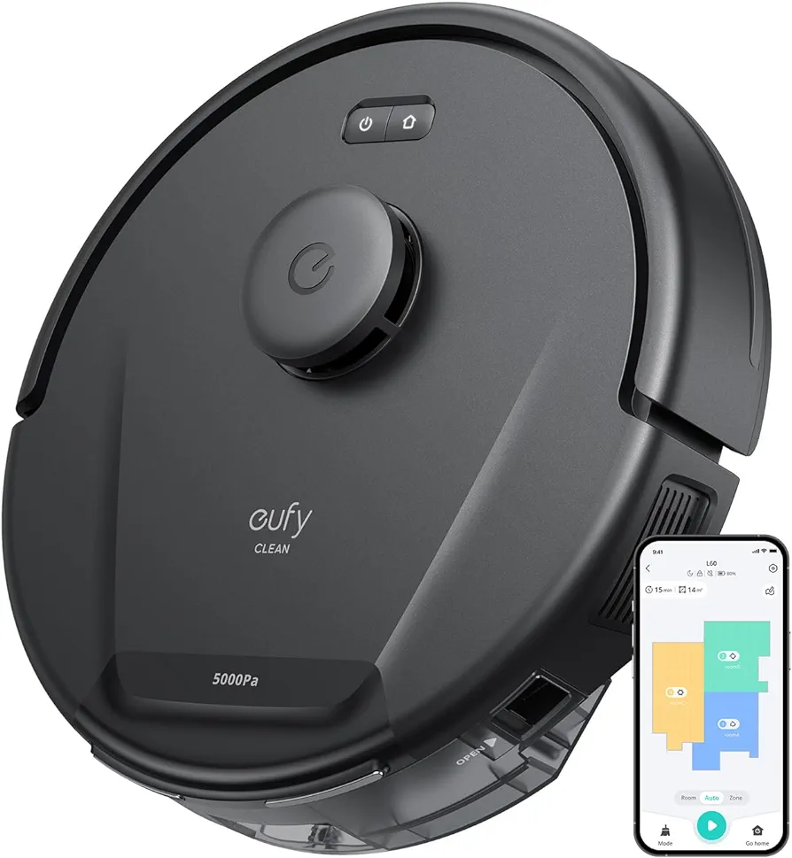 eufy L60 Robotic Vacuum, Ultra-Strong 5,000 Pa Suction, and iPath Laser Navigation for Floor Hair Deep Cleaning (Renewed)