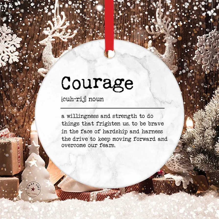 Ornaments - Courage Definition Ornament - Noun Definition Christmas Ornament - Courage Christmas Decor Ceramic Ornaments Dictionary Artwork Typography Print Christmas Ornament for Kids