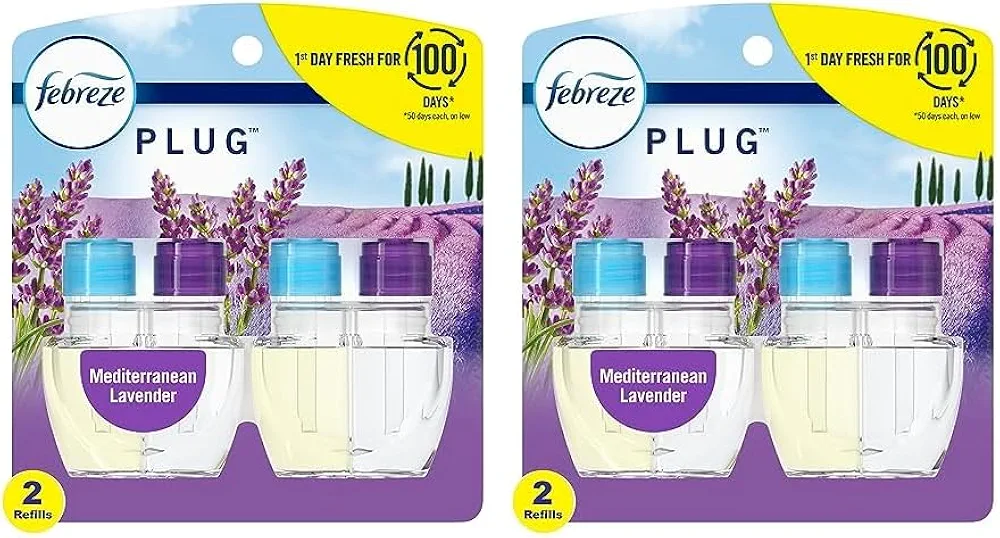 Febreze Odor-Fighting Fade Defy PLUG Air Freshener Refill, Mediterranean Lavender, (2) .87 fl. oz. Oil Refills (Pack of 2)