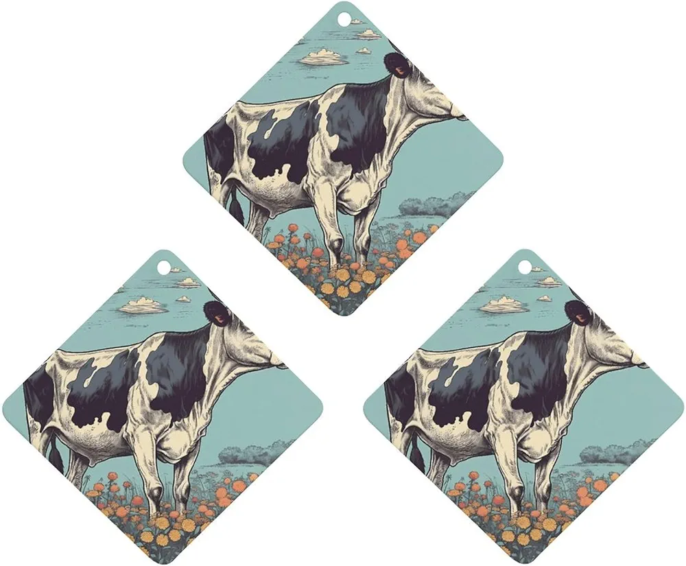 Car Air Fresheners 3 Pcs Hanging Air Freshener for Car Hand Drawn Cow Aromatherapy Tablets Hanging Fragrance Scented Card for Car Rearview Mirror Accessories Scented Fresheners for Bedroom Bathroom