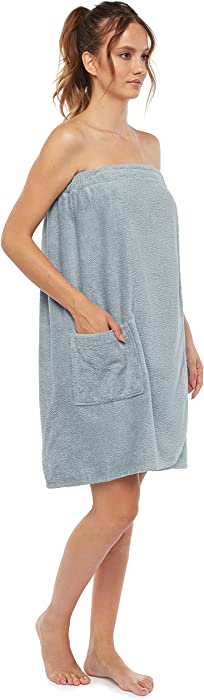 Arus Women's GOTS Certified Organic 100% Turkish Terry Cotton Adjustable Closure Bath Wrap Large Seafoam