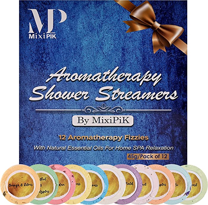 Aromatherapy Shower Steamers - Shower Bombs with Essential Oils for Relaxation - Shower Tablets, Vaporizing Spa Shower - Gifts for Women, Men, Kids & Christmas (Pack of 12)