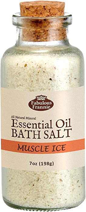 Fabulous Frannie Muscle Ice Therapeuic Mineral Bath Salt - 9oz Made with Pure Essential Oils Cinnamon, Eucalyptus, Rosemary, Clove Bud, Lavender, Sweet Orange and Peppermint