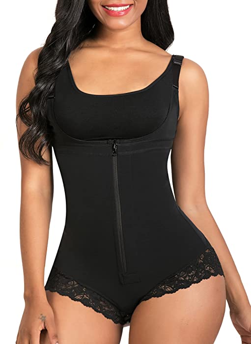 SHAPERX Shapewear for Women Tummy Control Fajas Colombianas Body Shaper Zipper Open Bust Bodysuit