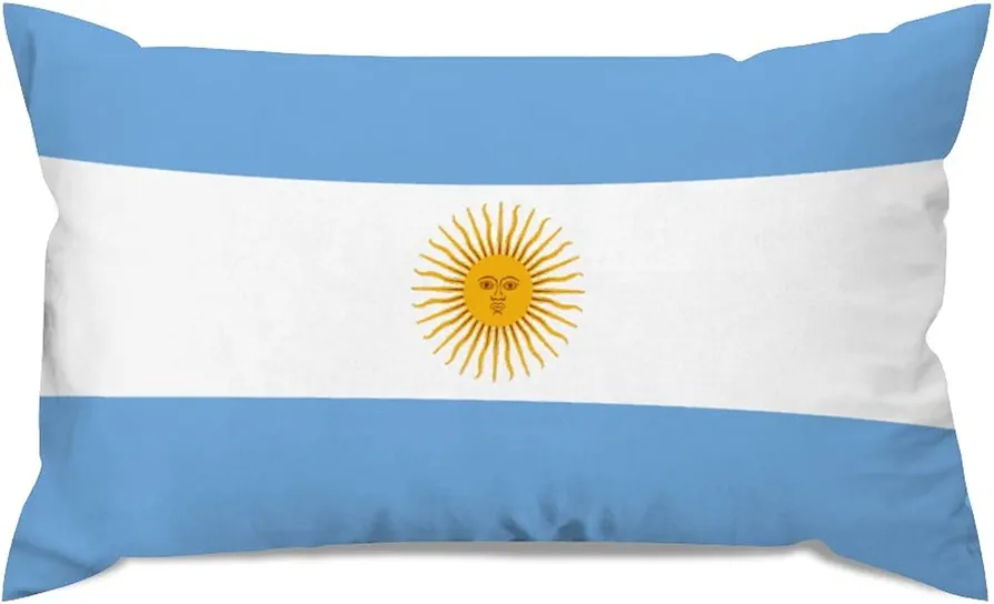 Argentina Flag Lumbar Throw Pillow Covers 12x20 Canvas Pillow Case Argentina Cushion Covers Farmhouse for Couch Living Room Decor