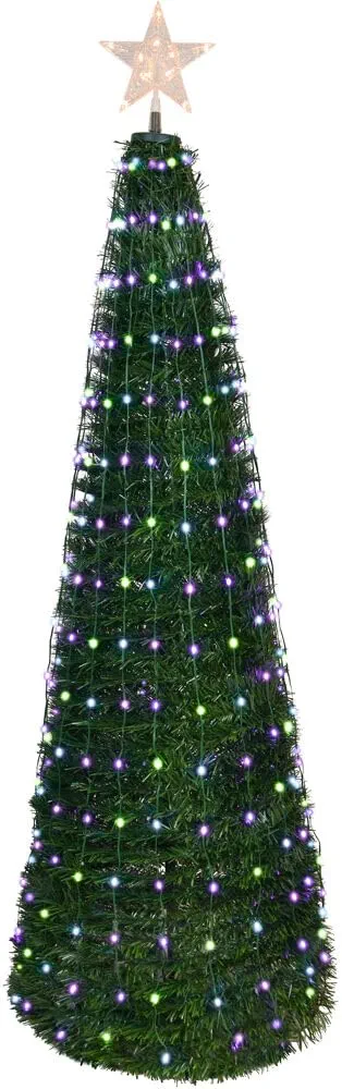 Fraser Hill Farm Prelit Pop Up Tree with Multicolor Fairy Lights for Indoor or Outdoor, 4-Ft Tall with Star Topper and 16 Color Function Remote, Christmas Holiday Décor for Yard, Porch, Living Room