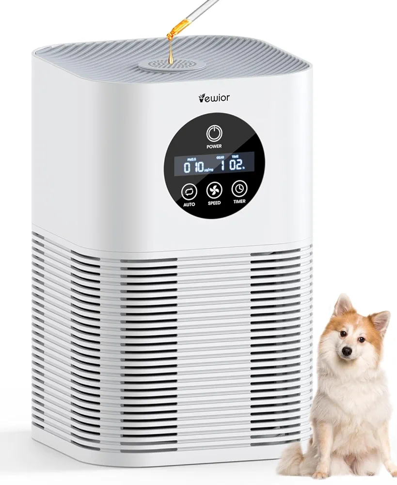 Air Purifiers for Home Large Room up to 600 Ft², VEWIOR H13 True Hepa Air Purifiers for Pets Hair, Dander, Smoke, Pollen, 3 Fan Speeds, 6 Timer Air Cleaner