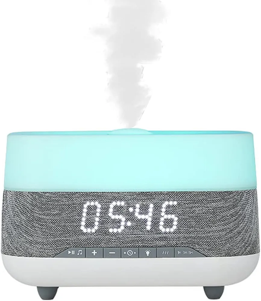 Essential Oil Diffuser and Humidifier with Speaker Clock,7 Color Mood Night Lights,Electric Cool Mist Aromatherapy for Office, Home, Bedroom, Baby Room