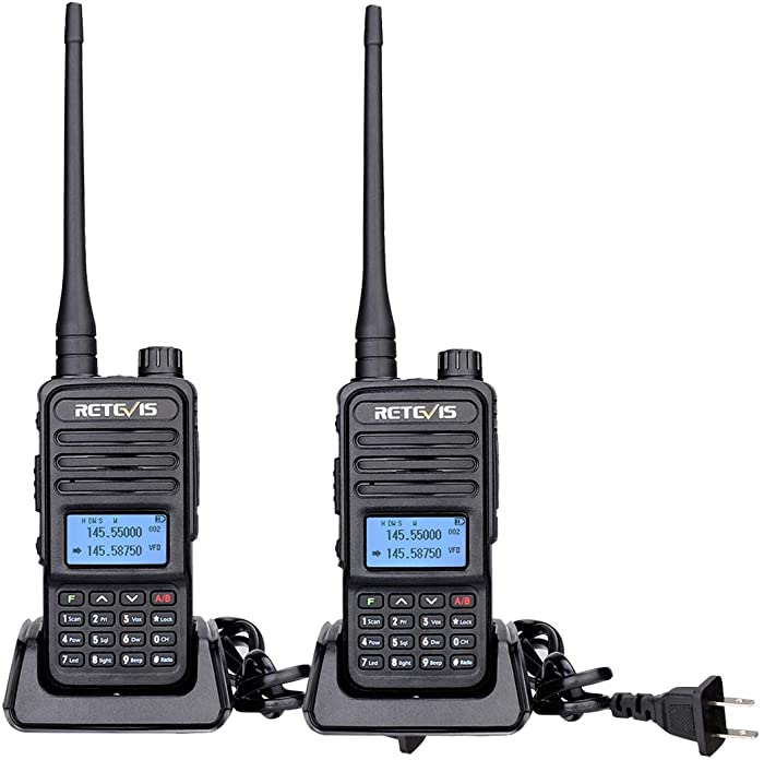 Retevis RT85 Walkie Talkies Long Range, Dual Band 200 Channels High Power 2 Way Radios, DTMF Remote Stun ANI Handheld Two Way Radio Rechargeable(2 Pack)