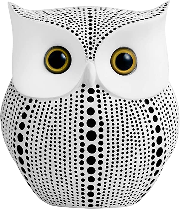 Owl Statue for Home Decor Accents Living Room Office Bedroom Kitchen Laundry House Apartment Dorm Bar, APPS2Car Little Crafted Buhos Decoration for Shelf Table Decor, BFF Gifts for Owls Lovers (White)