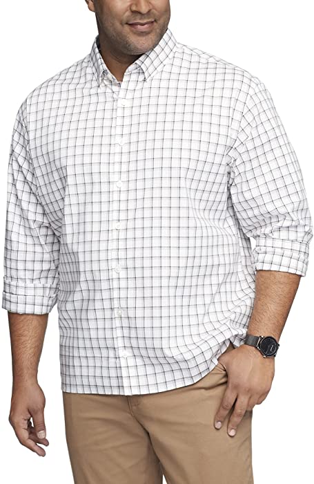 Van Heusen mens Big and Tall Stain Shield Never Tuck Stretch Pattern Button Down Shirt