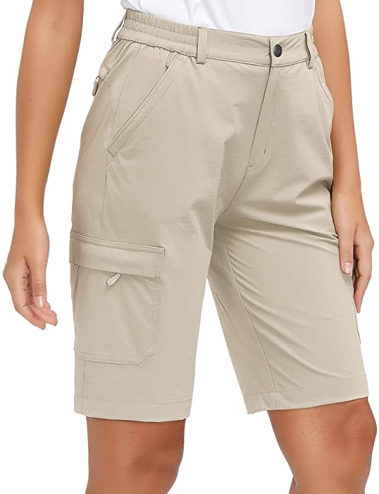 Libin Women's Lightweight Hiking Shorts Quick Dry Cargo Shorts Summer Travel Golf Shorts Bermuda Outdoor Water Resistant