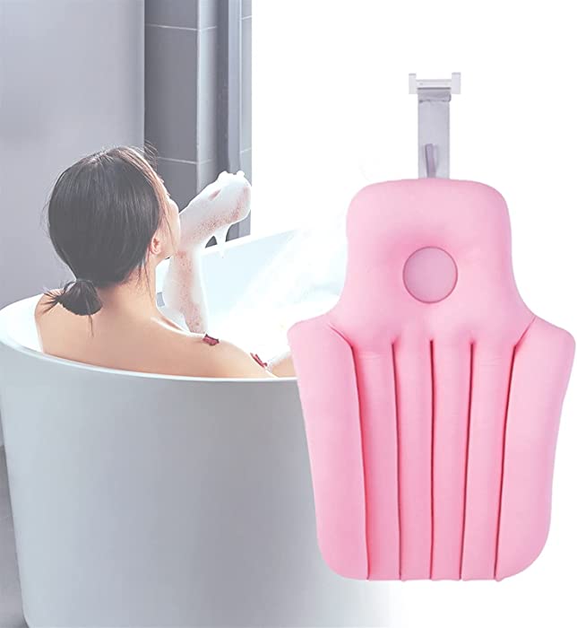 Full Body Bath Pillow, Ergonomic Spa Bathtub Pillow for tub, Non-Slip Thick Waterproof Bathroom Pillow Bath tub Accessory for Head Neck Shoulder Back Support ( Color : Pink , Size : Short style )