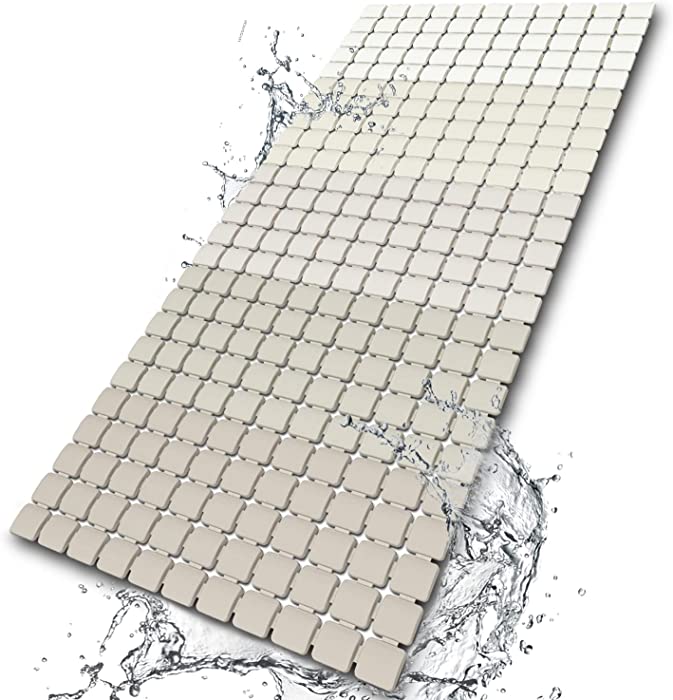 BEMISO Shower Mat Non Slip Bathtub Mat with Suction Cups and Drain Holes Bath mat for tub 33.4 x 15.7 Inch Large Size