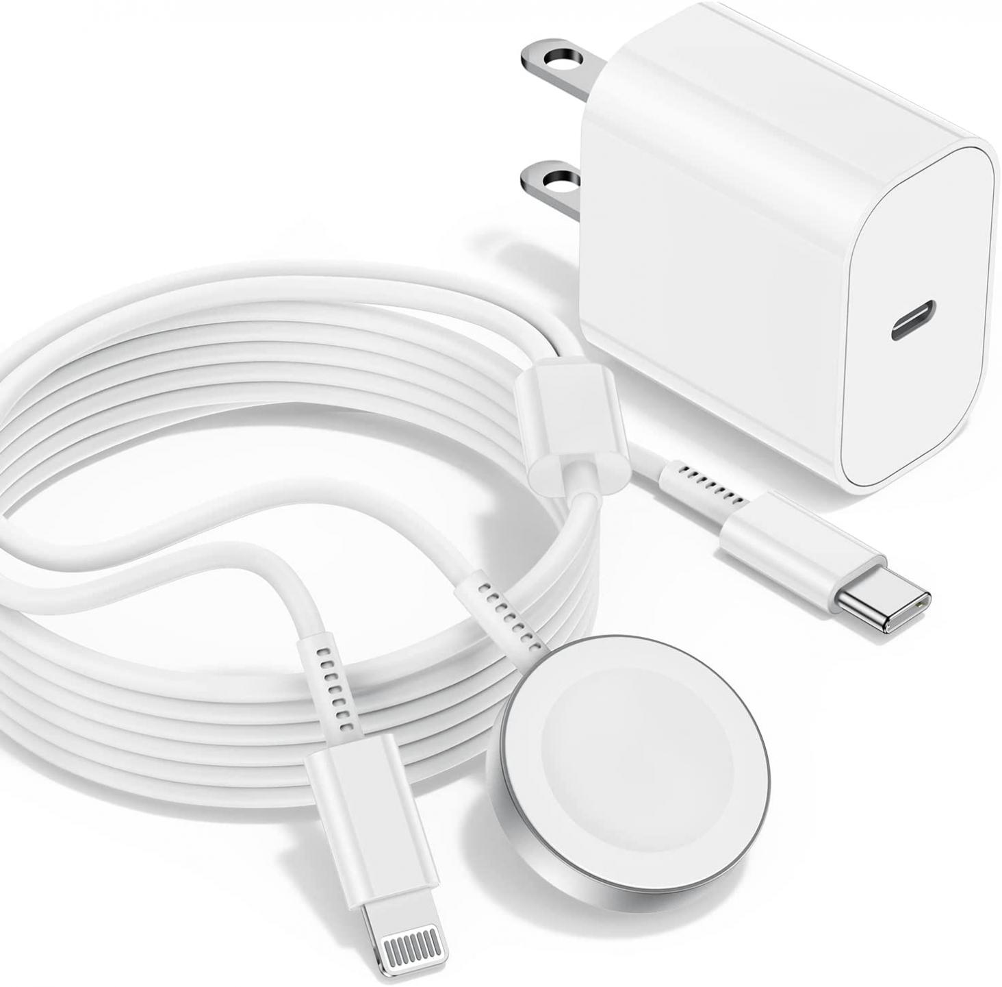 2023 New Apple Watch Charger USB C with PD Fast Wall Charger,[Apple MFi Certified] Smart iWatch Magnetic Cable for Watch Series8 7 6 5 4 3 2 1 SE1 SE2,Type C 2-in-1 Fast Charging for iPhone&Watch(6ft)