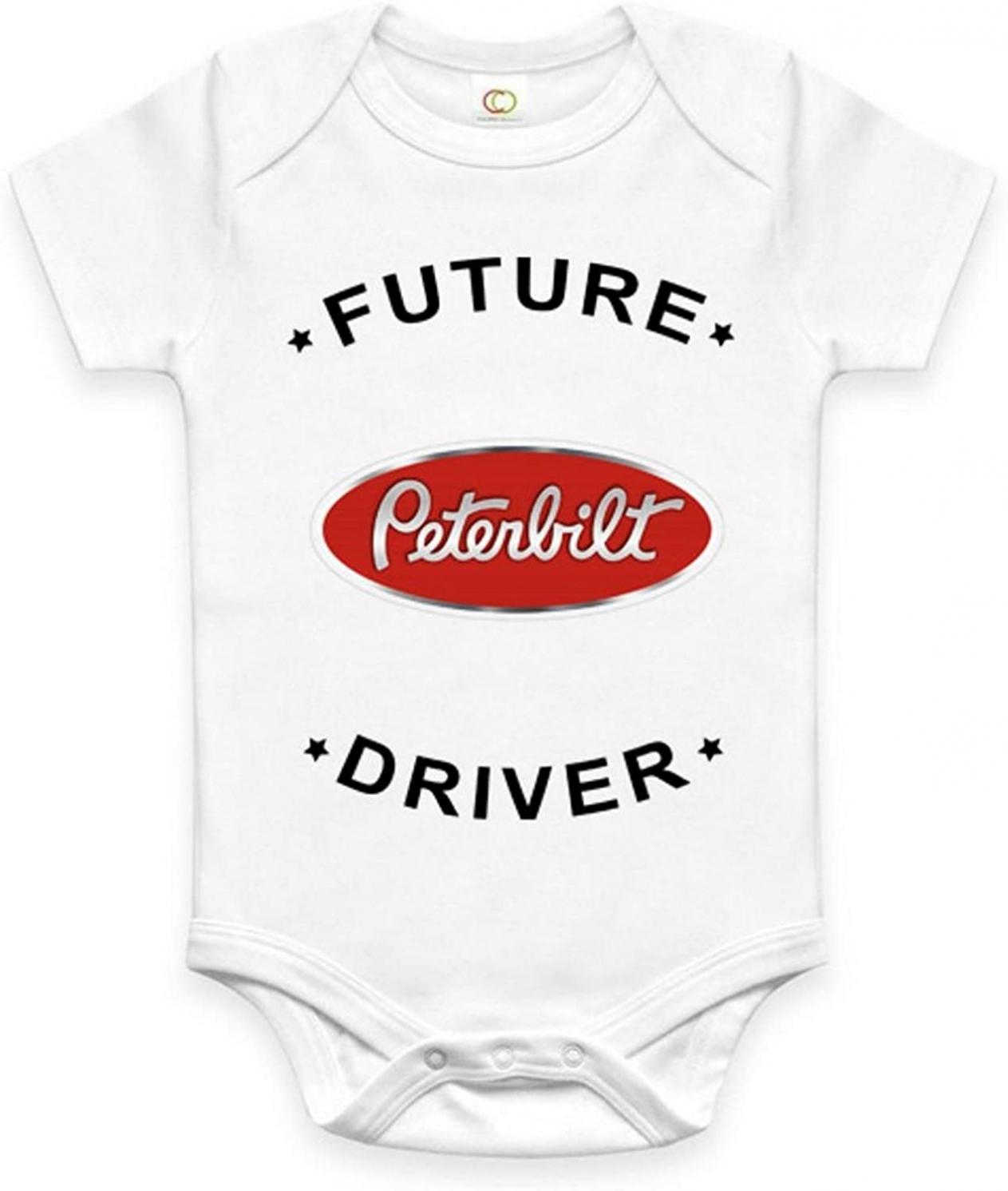 New Future Peterbilt Future Truck Driver Auto Funny Bodysuit Cute Onesie T-Shirt Romper Baby Clothes One Piece. Discover Now!