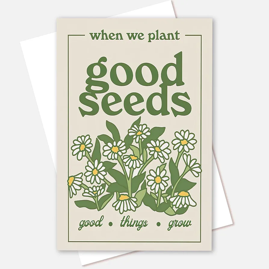 Retro Wildflowers Good Seeds Poster Wall Art Green Botanical Aesthetic Quote Prints Flower Market Preppy Decor Room Aesthetics Art Vintage Green Poster Living Room Dormitory Decor 12x16inch Unframed