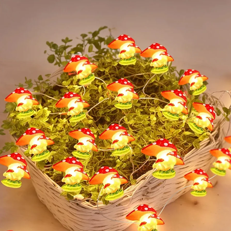 Mushroom Lights Cottagecore Room Mushroom Decor 10FT 30LEDs Wonderland Mushroom String Lights for Kids Gifts Bedroom Dorm Party Wedding Outdoor Patio Decoration