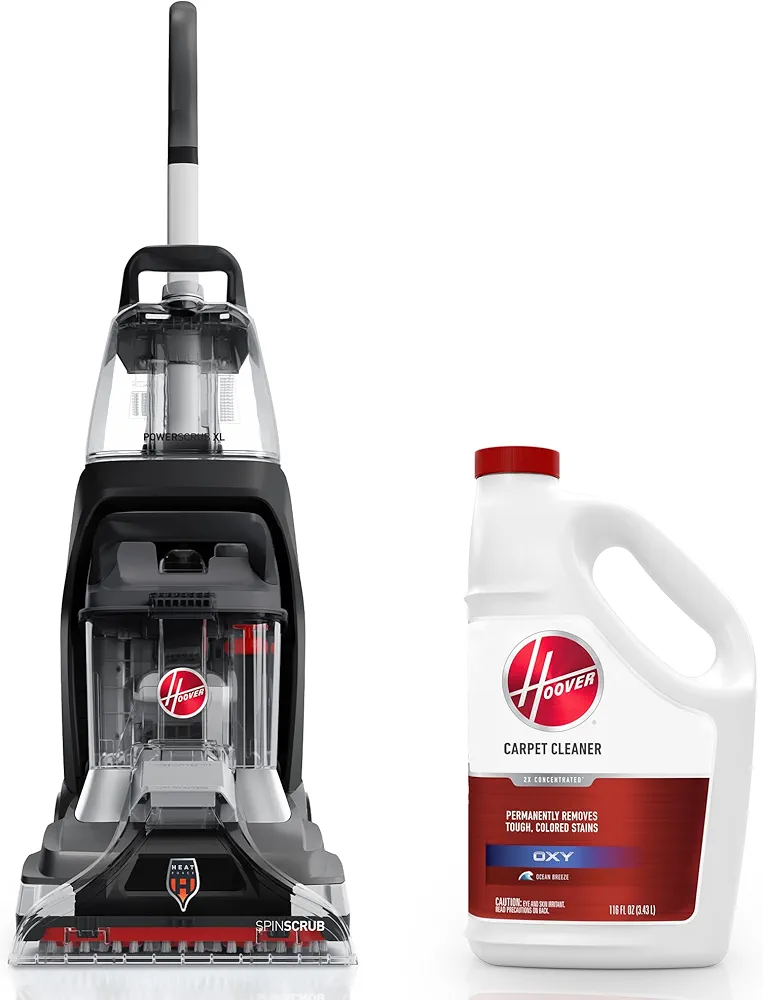 Hoover PowerScrub XL Pet Carpet Cleaner Machine, for Carpet and Upholstery, Deep Cleaning Carpet Shampooer, FH68050 + 116 oz Oxy Deep Cleaning Carpet Cleaner Solution, AH31936