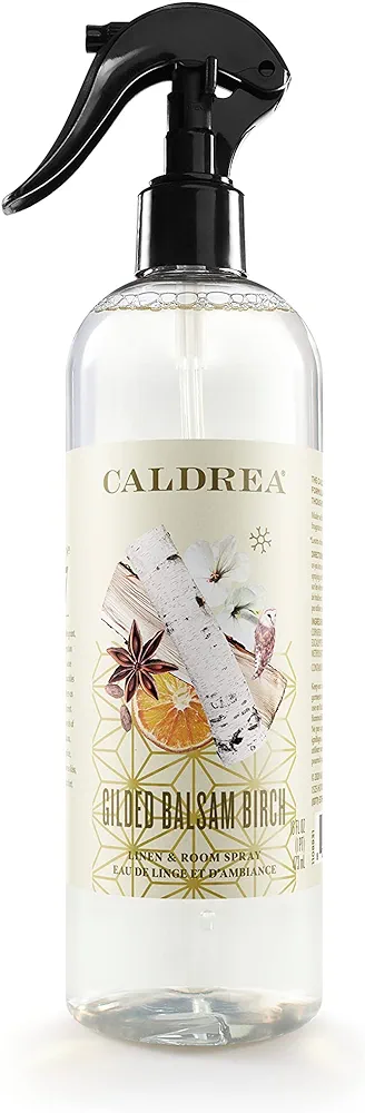 Caldrea Linen And Room Spray Air Freshener, Made With Essential Oils, Plant-Derived And Other Thoughtfully Chosen Ingredients, Gilded Balsam Birch, 16 Oz