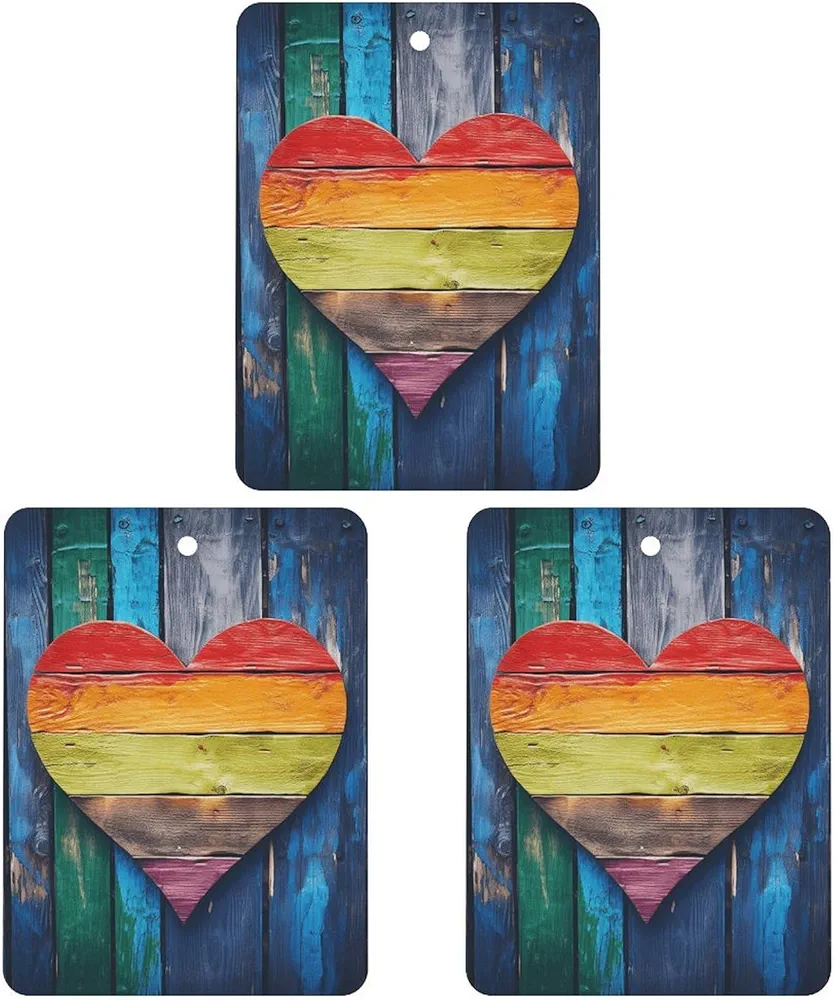 Car Air Fresheners 3 Pcs Hanging Air Freshener for Car Colorful Heart Painting Aromatherapy Tablets Hanging Fragrance Scented Card for Car Rearview Mirror Accessories Scented Fresheners for Bedroom Ba