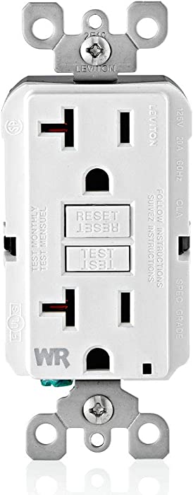 Leviton GFWR2-W Self-Test SmartlockPro Slim GFCI Weather-Resistant Receptacle with LED Indicator, 20 Amp, White