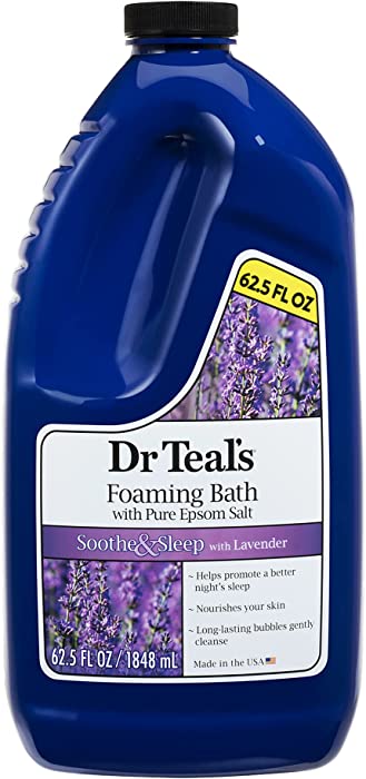 Dr Teal's Foaming Bath with Pure Epsom Salt, Soothe & Sleep with Lavender, 62.5 fl oz