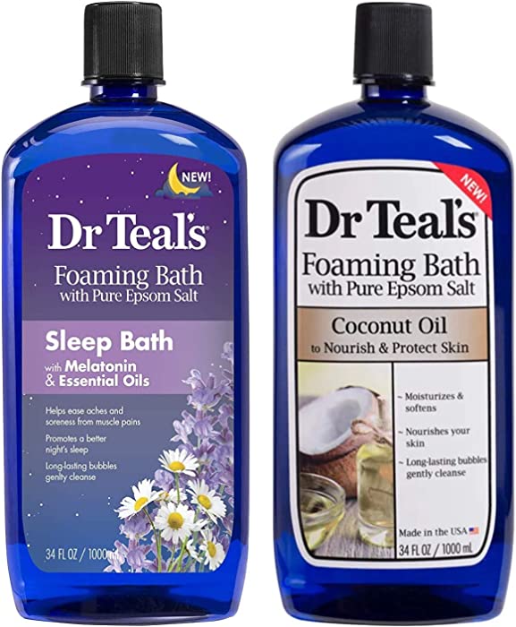 Dr Teal's Foaming Bath Combo Pack (68 fl oz Total), Melatonin Sleep Soak, and Nourish & Protect with Coconut Oil