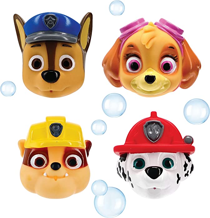 Nickelodeon's PAW Patrol Chase, Marshall, Rubble, and Skye Squirt Toy Set for Childrens' Bath Time Fun, Multicolor, 4 Piece