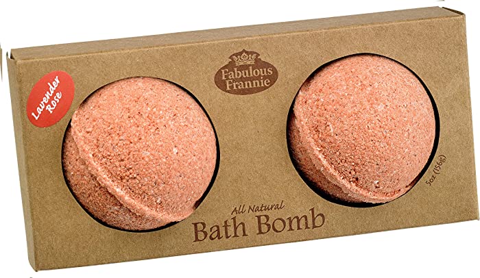 Fabulous Frannie Lavender Rose Natural, Handmade Bath Bomb Set, Pure Essential Oil, Coconut Oil, Witch Hazel, Ultra Plush Spa Fizzies to Moisturize Skin, 2pk 2.5oz each