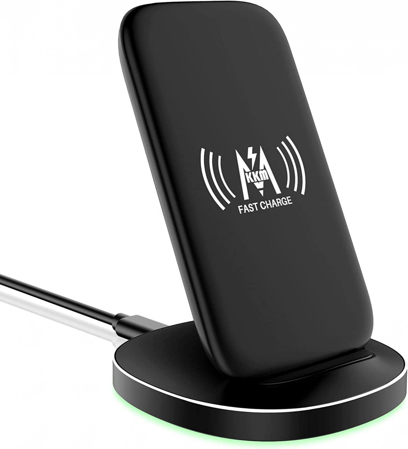 KKM Wireless Charger, 15W Qi-Certified Fast Wireless Charging Stand Compatible with iPhone 14 Pro/14 Pro Max/14/14 Plus/iPhone 13/13 Pro/13 Pro Max/13 Mini/12/11/X/XS Max, Samsung S20 FE 5G/S21 Plus