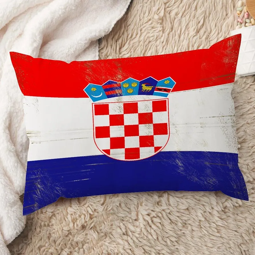 Croatia Nation Flag Throw Pillow Covers 20x30in Country City Souvenir Croatia Pillow Cases Patriotic Cushion Cover Accent Pillowcase Decor for Sofa Living Room Bedroom