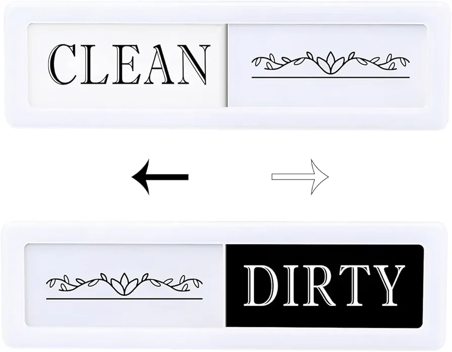 Clean Dirty Magnet for Dishwasher, Dirty Clean Dishwasher Magnet Sign for Kitchen Laundry Room, Slide Slider to Show Dishes/Washing Machine Clean or Dirty/Refrigerator Magnet (White)