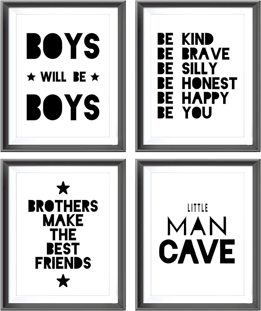 HUACANVASART Boys Quotes Positive Affirmations Poster for Nursery Wall Decor Boys Room Playroom Decor Classroom Decor,Set Of 4 (8X10Inch,Unframed).