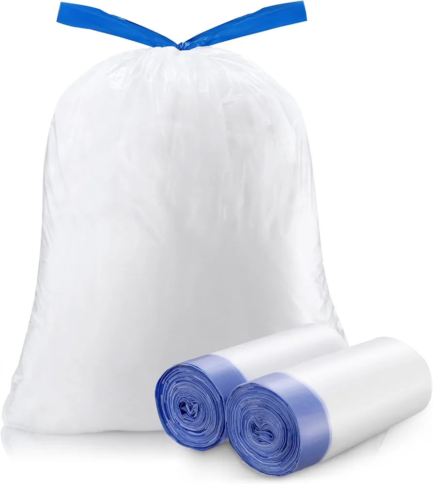 2.6 Gallons Small Trash Bags Strong Drawstring Garbage Bags 60 Count for Trash Cans Office Living Room Kitchen and Bathroom - Thickened Unscented