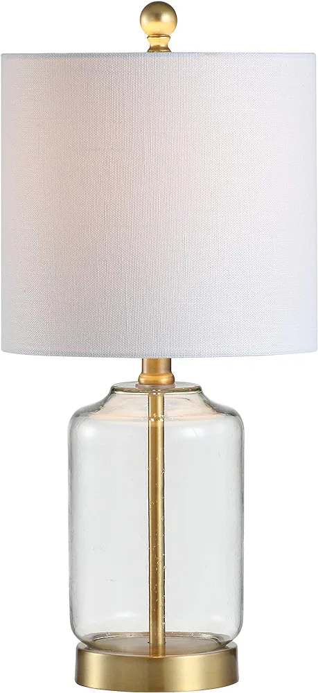 JONATHAN Y JYL1033A Duncan 20.5" Glass/Metal LED Table Lamp Glam Cottage Bedside Desk Nightstand Lamp for Bedroom Living Room Office College Bookcase LED Bulb Included, Clear/Brass Gold