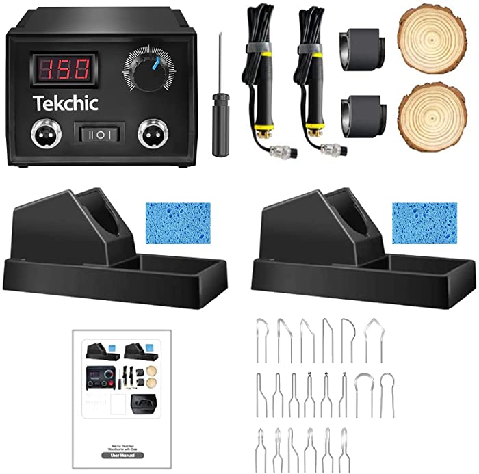 Professional Wood Burning Kit, TEKCHIC Pro1 Wood Burners for Wood Burning Pyrography with 20 Wire Nibs Tips Including Ball Tips