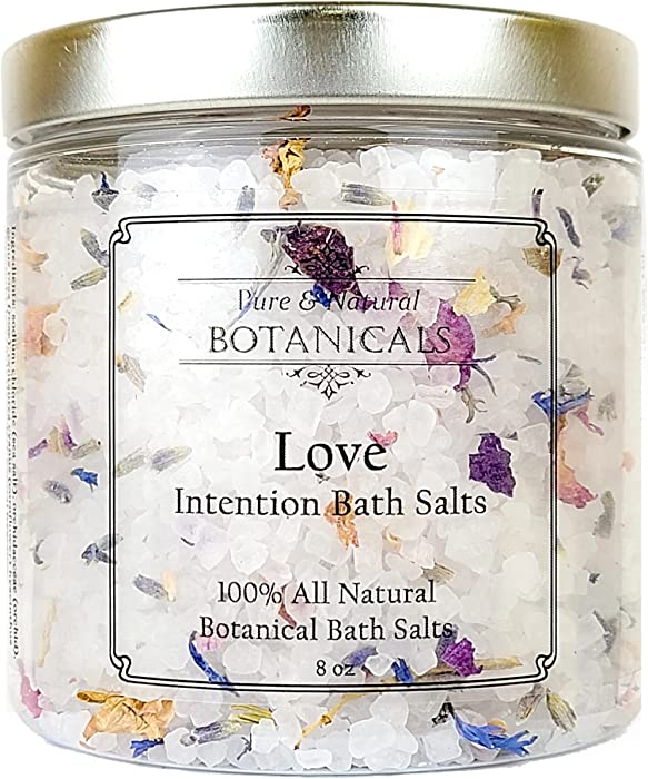 Love Intention Bath Salts |100% All Natural 8 oz | Hand Blended with Herbs & Essential Oils | Wiccan Pagan Magick Metaphysical