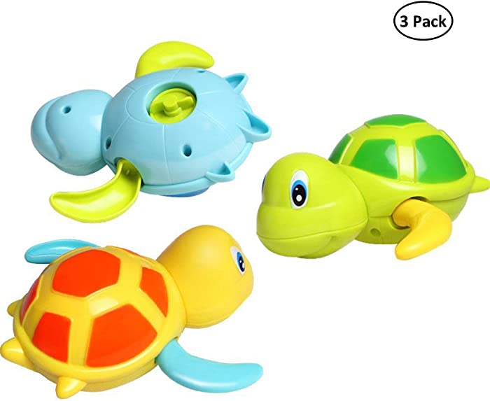 Dmeixs Baby Bath Toy Wind Up Tub Toys Swimming Turtle Bathtub Toys for Toddlers 1-3 Floating Water Pool Toys for Shower Beach Infant Toddlers Kids Boys Girls Eco-Friendly Material 3 Pack