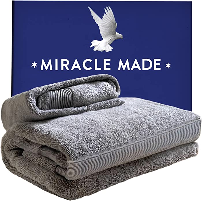 Miracle Made Bath Towel - Stone - Premium 100% USA-Grown Supima Cotton Washcloths for Bathroom with Natural Silver Ultra Soft Plush Fade Resistant Highly Absorbent Quick Drying