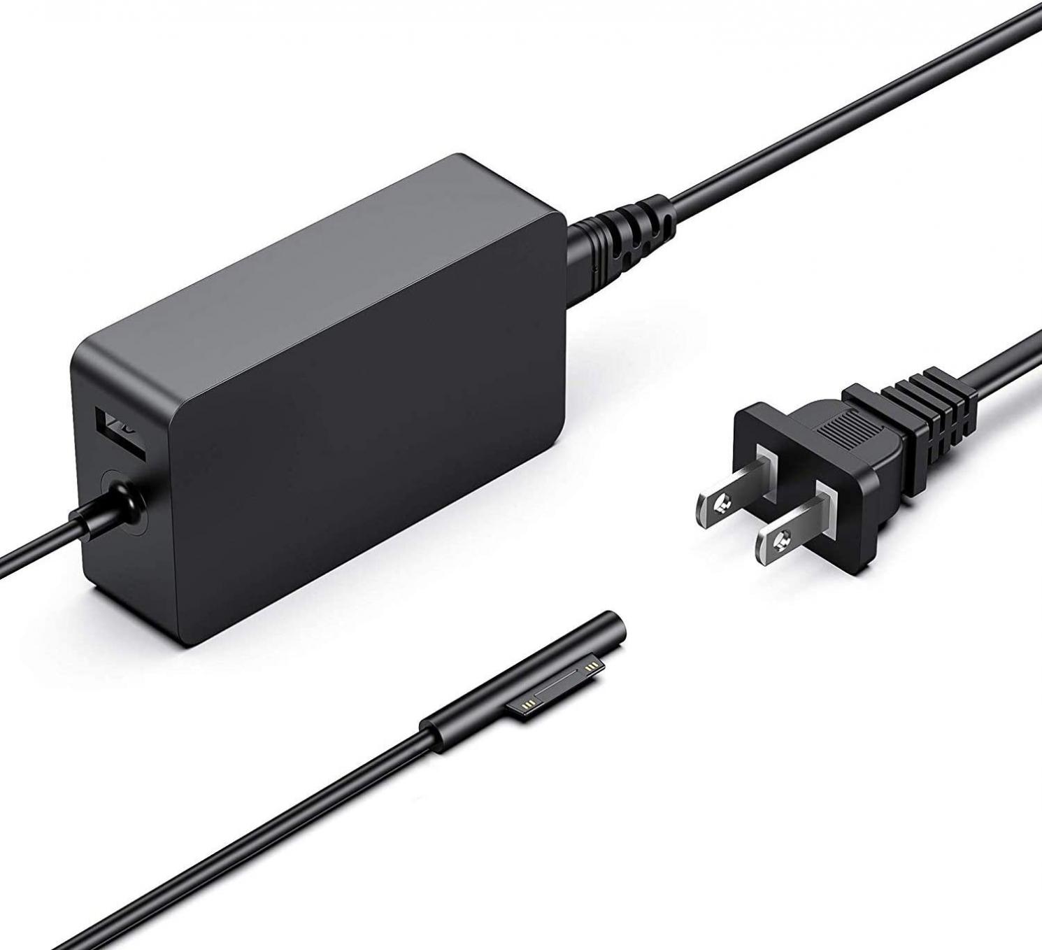 Surface Pro Charger 65W 15V 4A Power Supply Compatible Microsoft Surface Pro 7 Pro 6 Pro 5 Pro 4 Pro 3 Pro X Surface Laptop1/2/3 Surface Go1/2 Surface Book 1/2 with 5V USB Charging Port