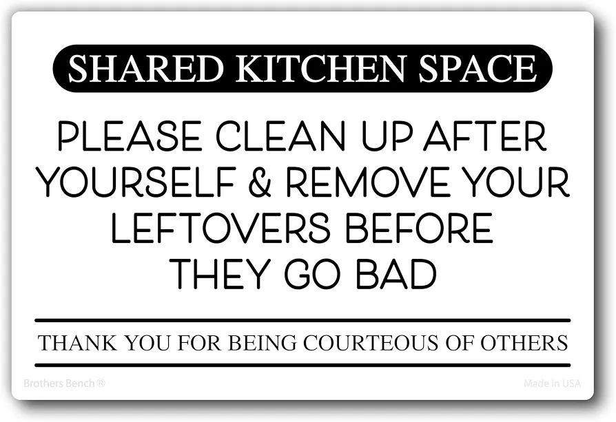 Clean Up After Yourself Sign, 6x4 in Fridge Magnet, Break Room Essentials, Office Kitchen Essentials, Breakroom Decor, Kitchen Rules, Office Kitchen Supplies, Shared Kitchen Sign, Made in USA