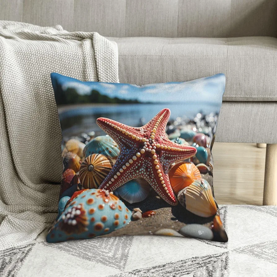 Throw Pillow Covers 20"x20" Corduroy Cushion Cover Colorful Starfish on The Beach Square Pillowcases for Living Room Super Soft Decorative Pillow Case for Sofa Home Decor Case for Floor