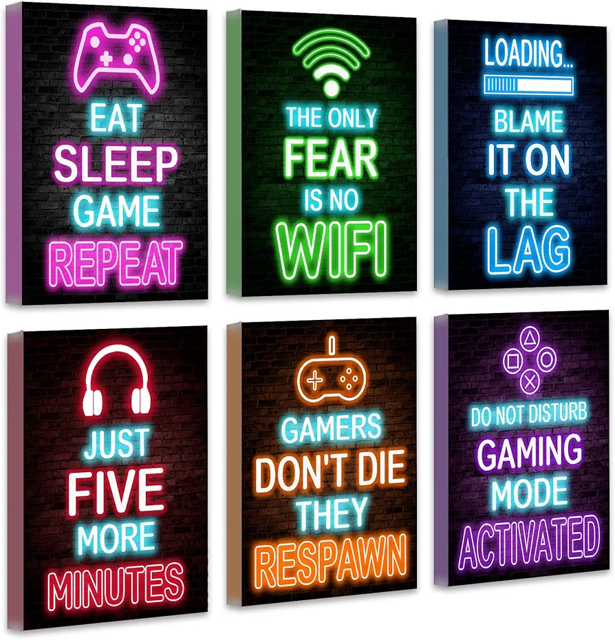 Drsoum Video Gamer Room Decor for Boys Gaming Wall Art Neon Gaming Room Decor Game Poster 