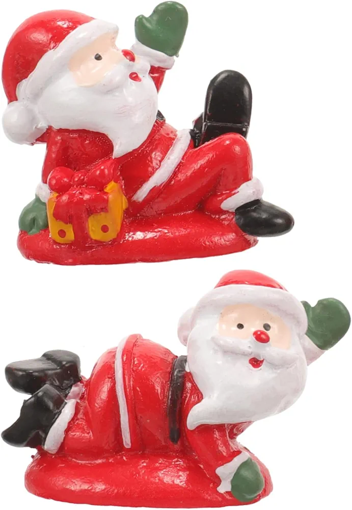 BESTOYARD 2pcs Fish Tank Landscaping Ornaments Mini Santa Statue Santa Claus Statue Santa Claus Figurines Christmas Miniature Figurines Mini Santa Figures Resin Toy Room Aquarium Red Office