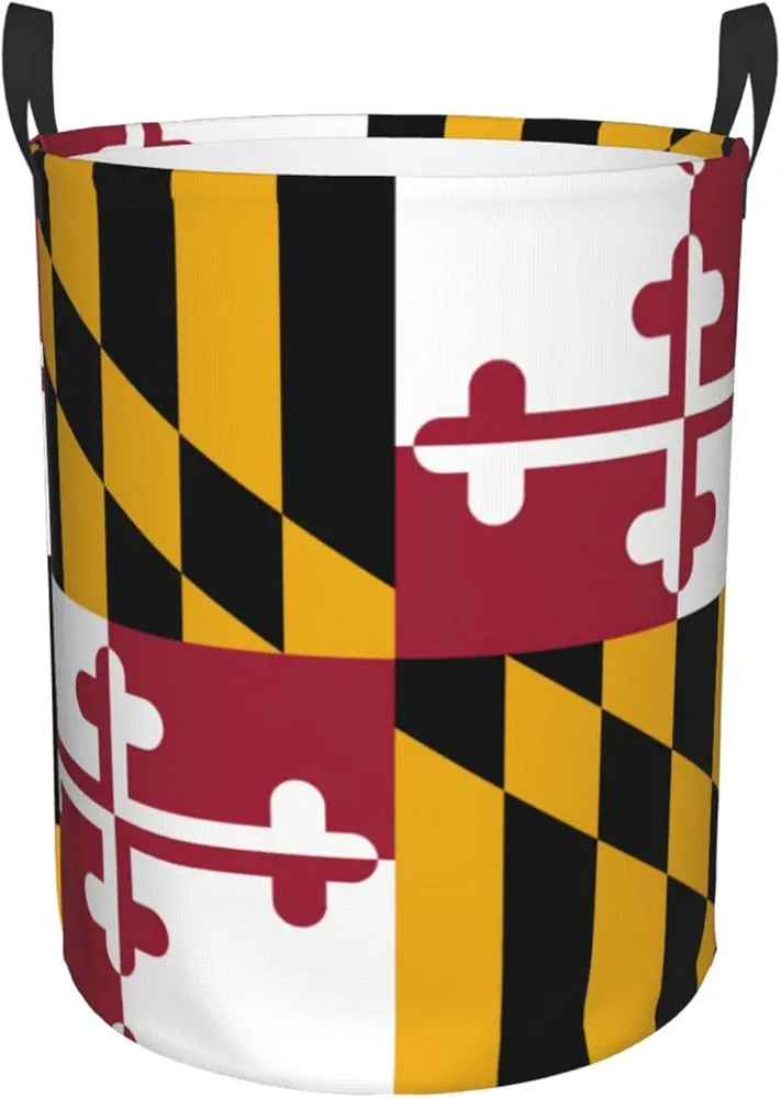 Maryland State Flag Print Laundry Baskets Decorative Basket Living Room Storage Basket For Blankets Clothes Pillows