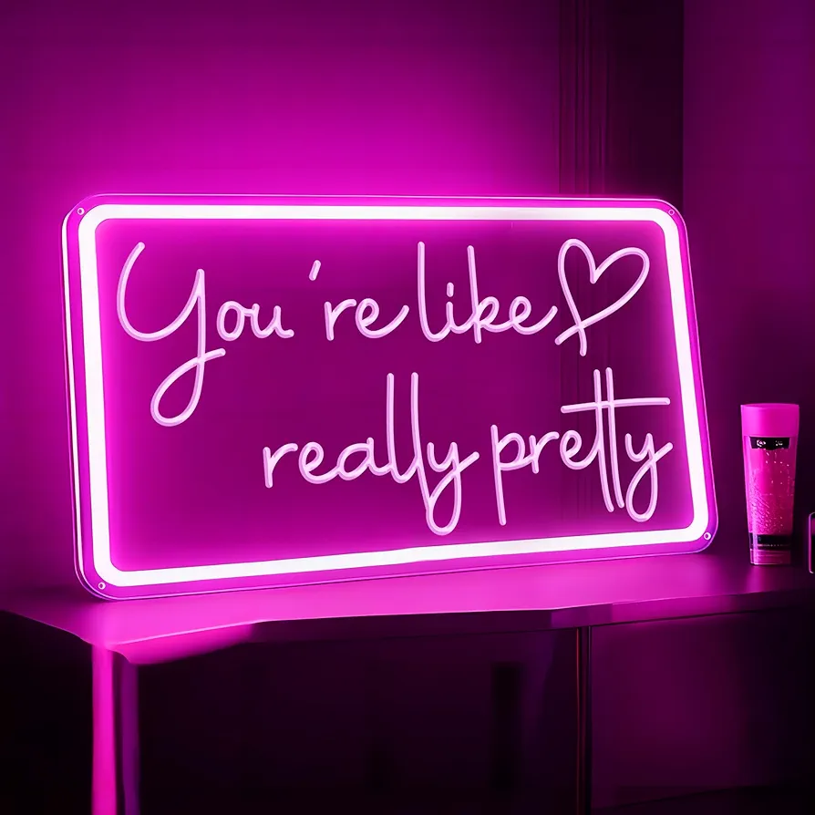 You're Like Really Pretty Neon Sign for Wall Decor, LED Neon Lights Party Decorations, USB Powered Switch Adjustable Brightness Neon Lights, for Powder Room, Bedroom, Clothing Store, Beauty Salon