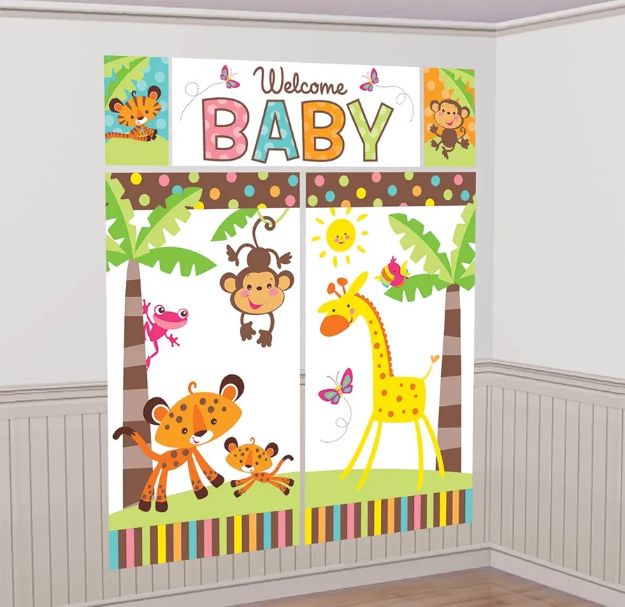 Jungle Animals Scene Setter Wall Decorating Kit | Baby Shower Party